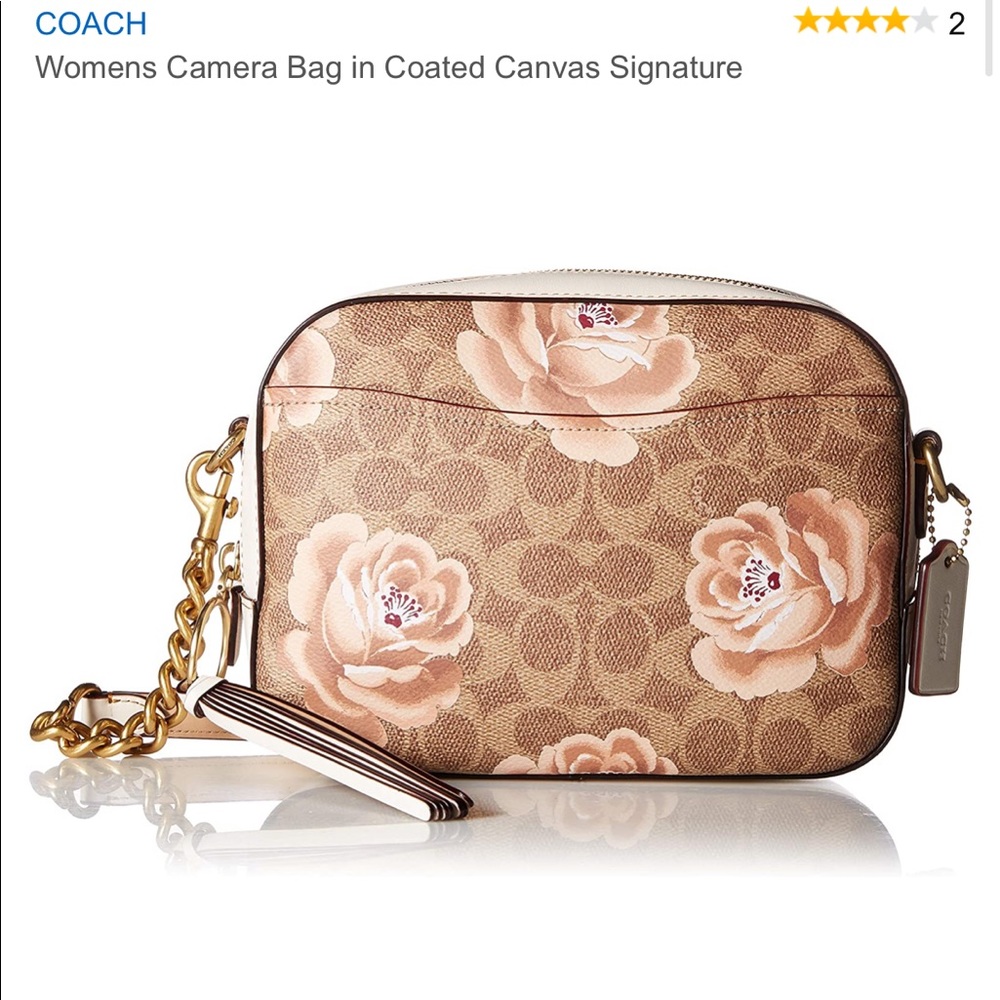 Coach rose monogram camera crossbody bag